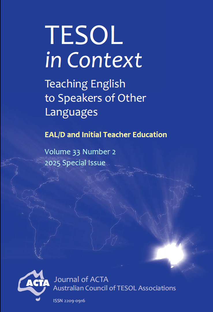 					View Vol. 33 No. 2 (2025): [Pre-published] Special Issue: EAL/D and Initial Teacher Education
				